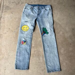 Dript Denim Slim straights with designs pop art mens size 36
